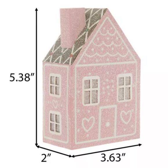 A set of 4 pinks,blue, green Light Up Gingerbread House - Picture 6 of 9